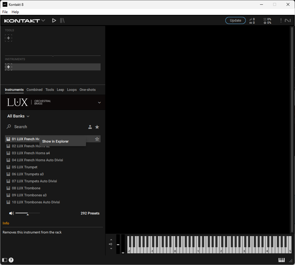 Context menu with Show in Explorer